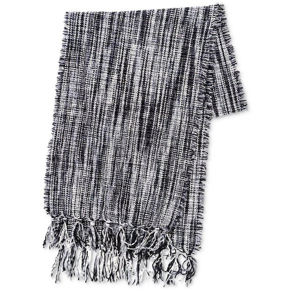 CHARTER CLUB Space-Dyed Chenille Wrap Scarf - Black White - NWT - Picture 3 of 4